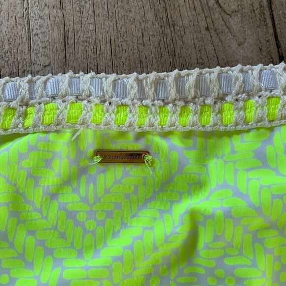 VICTORIA'S Secret yellow white print crochet bottom M - Picture 4 of 5
